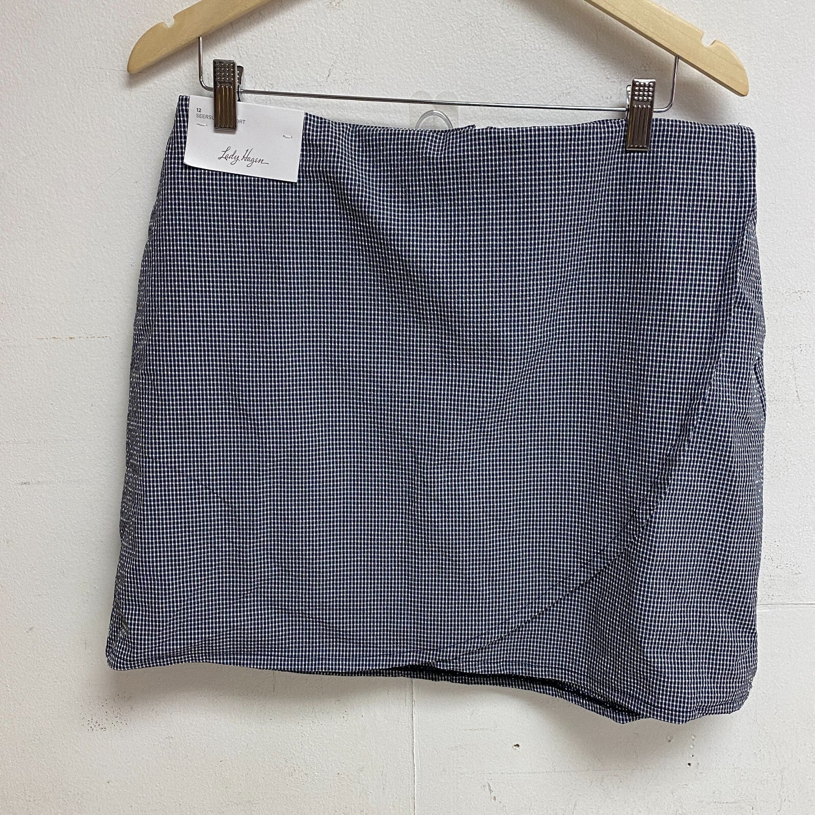 Lady Hagen Womens Skort Seersucker Built in Brief White Navy WGH17445 BRAND NEW