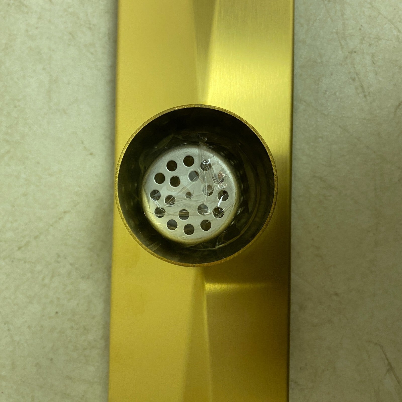 SIGNATURE HARDWARE 36" COHEN LINEAR TILE IN SOWER DRAIN-POLISHED BRASS