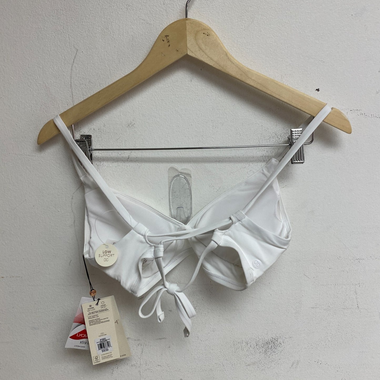 Calia Women's Low Support Triangle Bikini Top Pure White WSA23201 Brand New!
