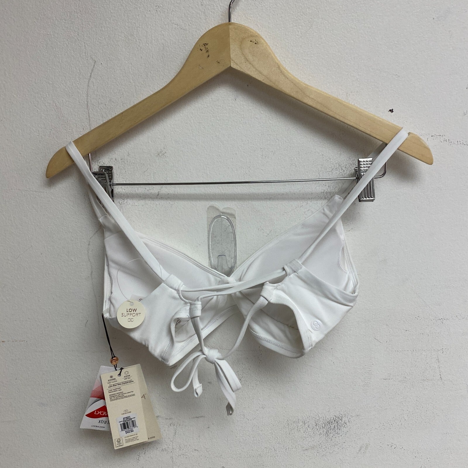 Calia Women's Low Support Triangle Bikini Top Pure White WSA23201 Brand New!