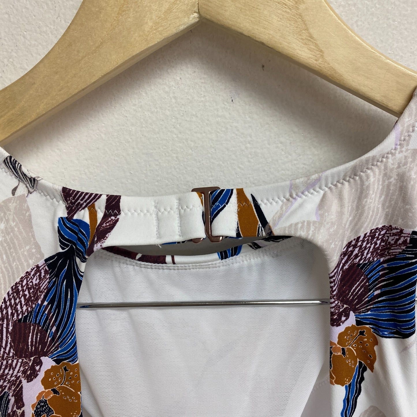 CALIA WOMENS OPEN BACK HIGH NECK ONE PIECE SWIMSUIT ISLAND BOTANICAL MUTLICOLOR