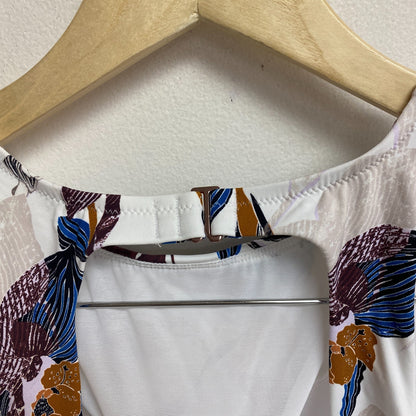 CALIA WOMENS OPEN BACK HIGH NECK ONE PIECE SWIMSUIT ISLAND BOTANICAL MUTLICOLOR