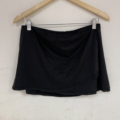 Calia Womenâs Mid Rise Wrap Swim Skort Pure Black Beach Swimwear WSA21410