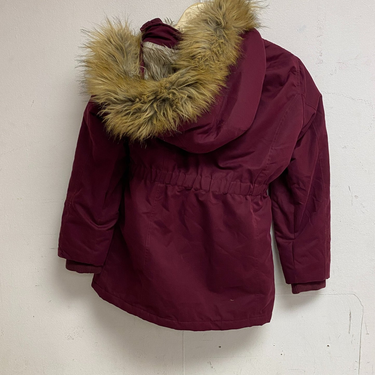 EUC Live Justice Winter Coat Maroon Fur Lined Hooded Girls Jacket Size 12