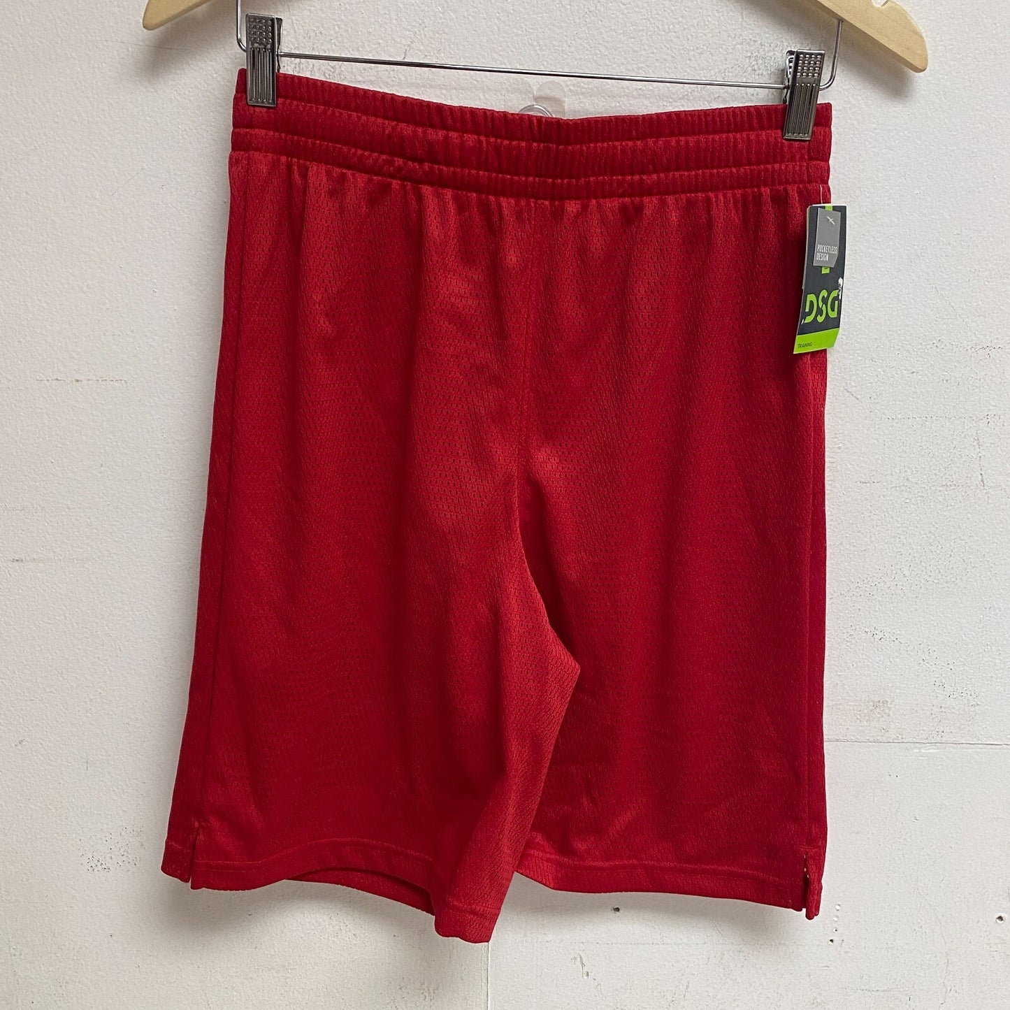 DSG Boy's 8" Training Pocketless Mesh Short Loose Fit Elastic Waist Tango Red