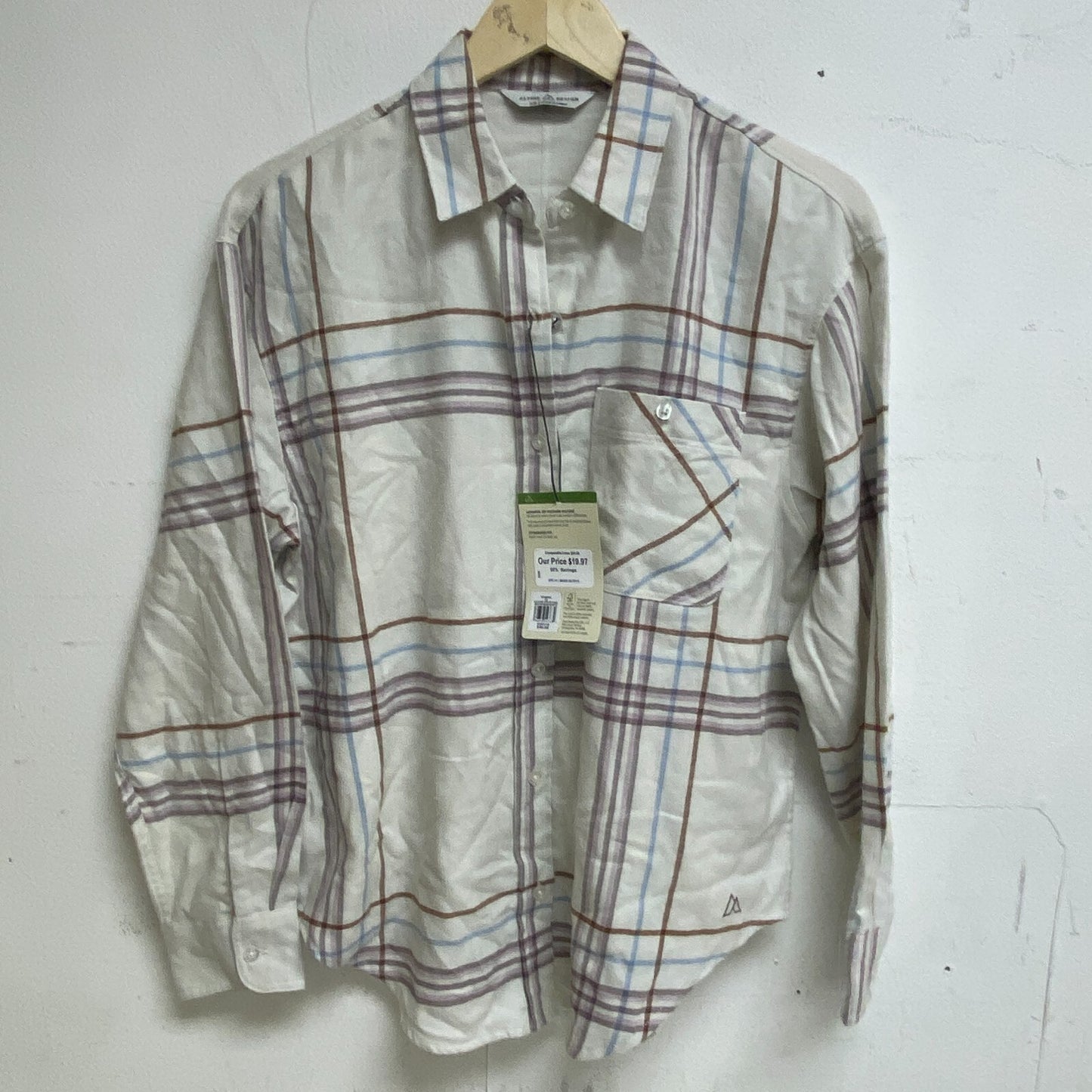 Alpine Design Women's Journey Oversized Flannel Shirt Mauve Mushroom Arrow Plaid