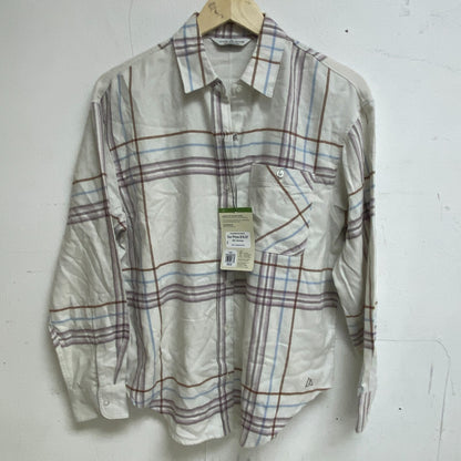 Alpine Design Women's Journey Oversized Flannel Shirt Mauve Mushroom Arrow Plaid