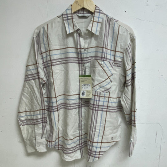 Alpine Design Women's Journey Oversized Flannel Shirt Mauve Mushroom Arrow Plaid