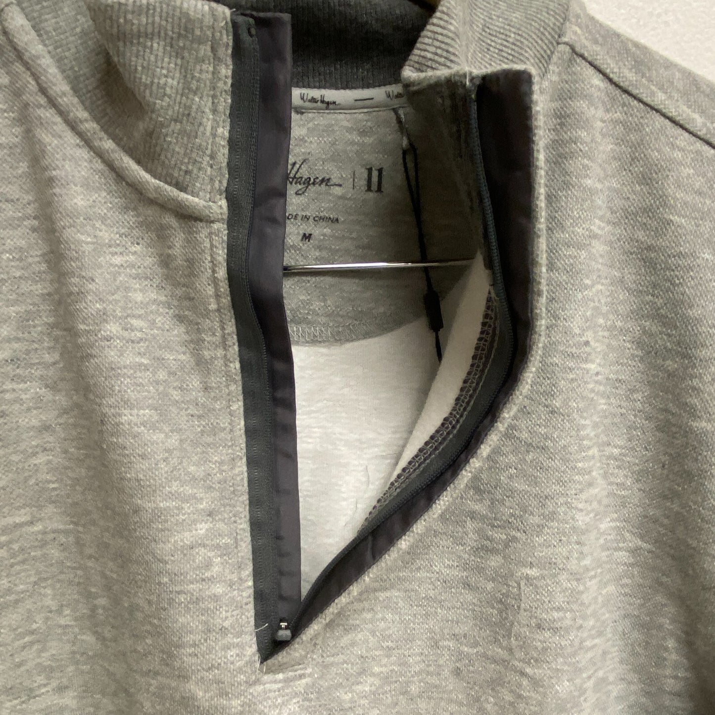 Walter Hagen Men's Perfect 11 Pique Fleece Mid 1/4 ZIP Light Grey Heather MGA361