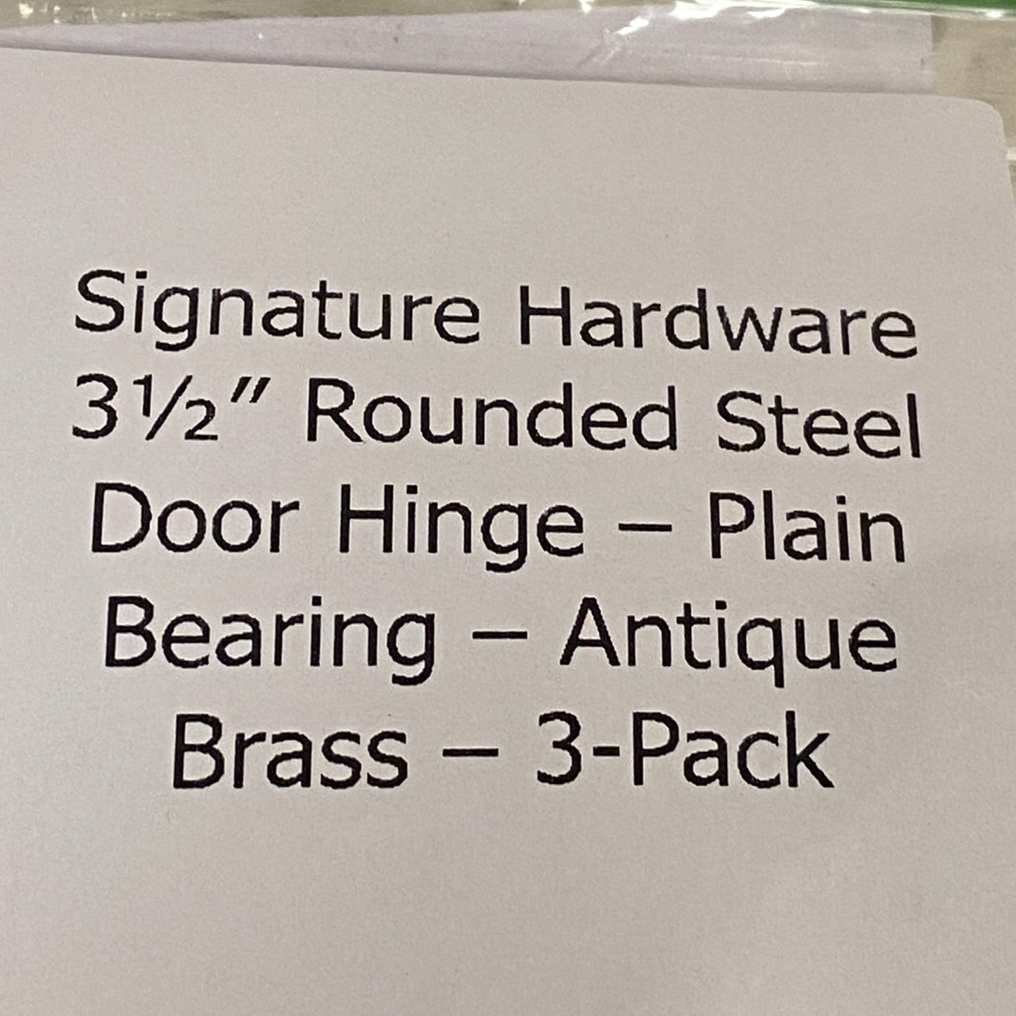 Signature Hardware 3-1/2" Rounded Steel Door Hinge With Plain Bearing 3-pk Brass