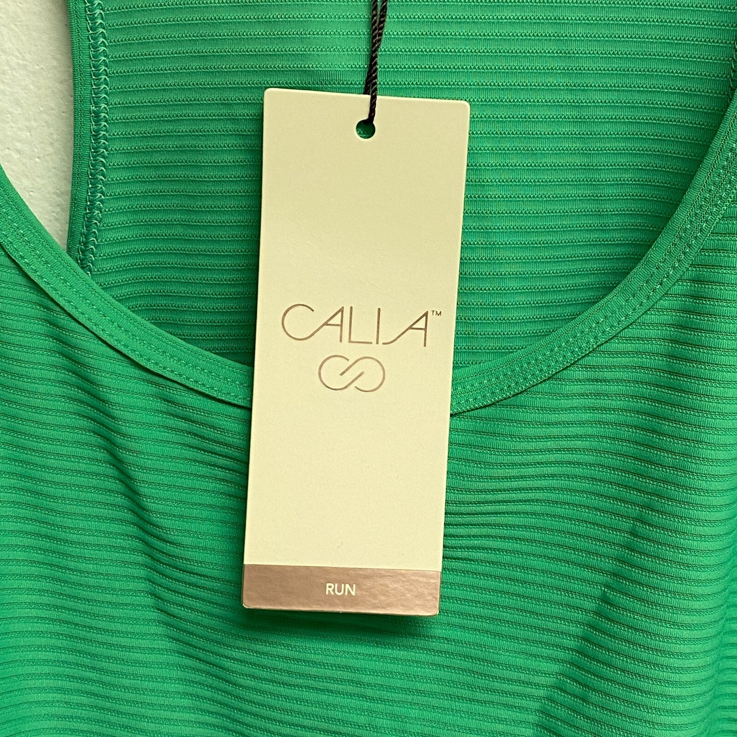 Calia Women's Scoop Racer Tank Top Green Glow WAX11205S Sleeveless BRAND NEW