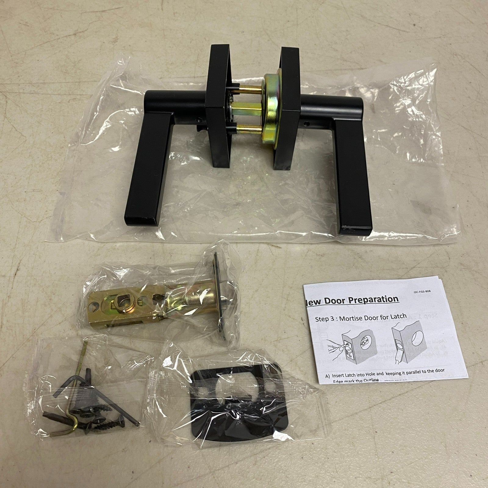 Signature Hardware Mabry Flat Lever Privacy Door Set Matte Black HLK2203U19