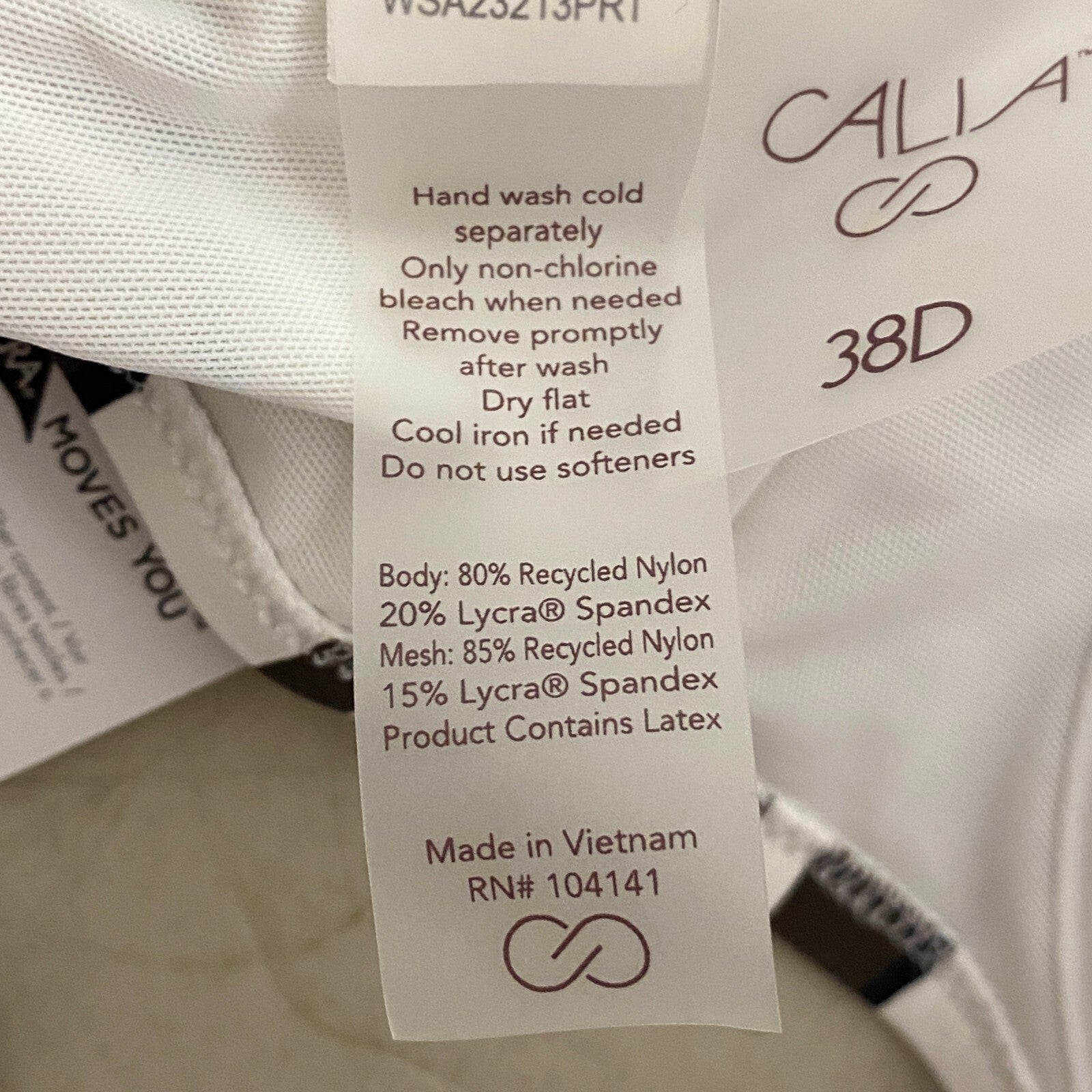 Calia Women's Tie Back Bikini Top Variegated Stripe White/Brown WSA23200PRT