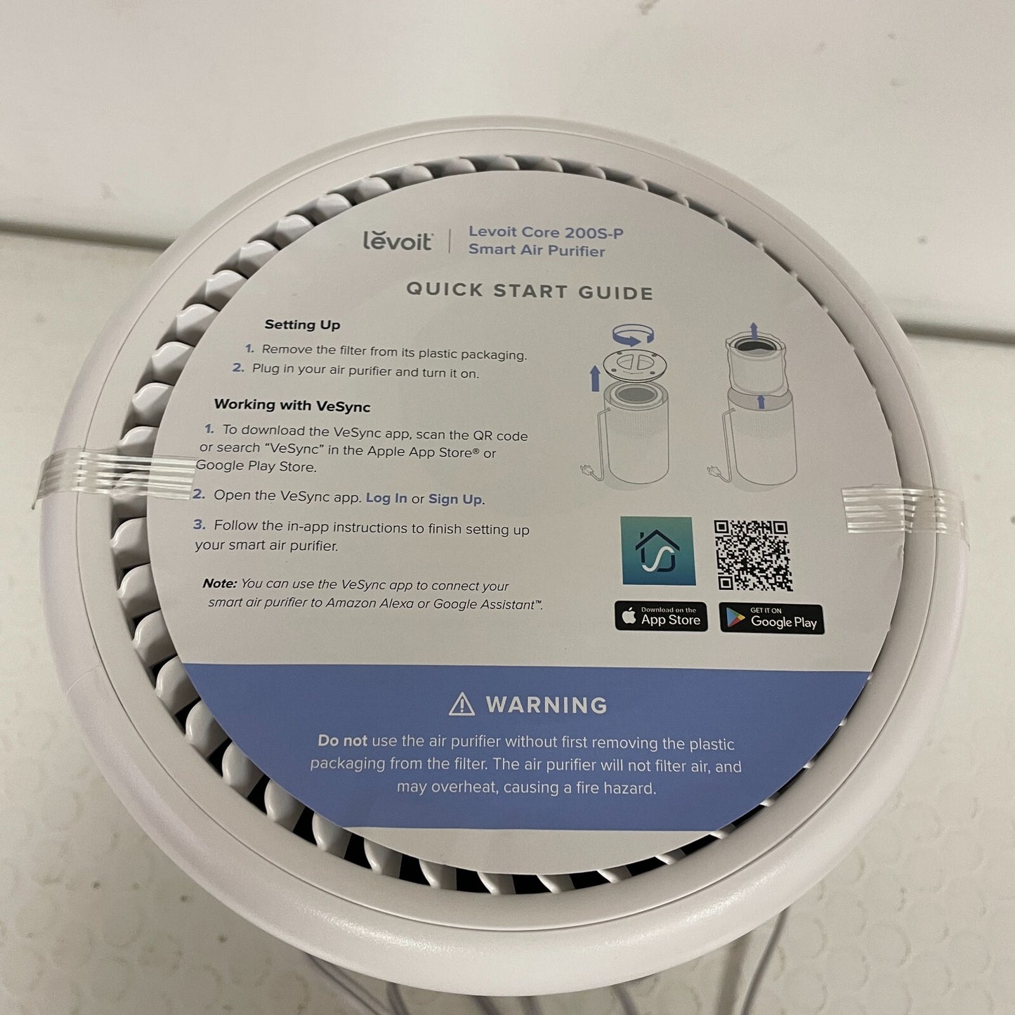 Levoit Core 200S Smart HEPA Air Purifier Wi‑Fi Alexa Grey/White