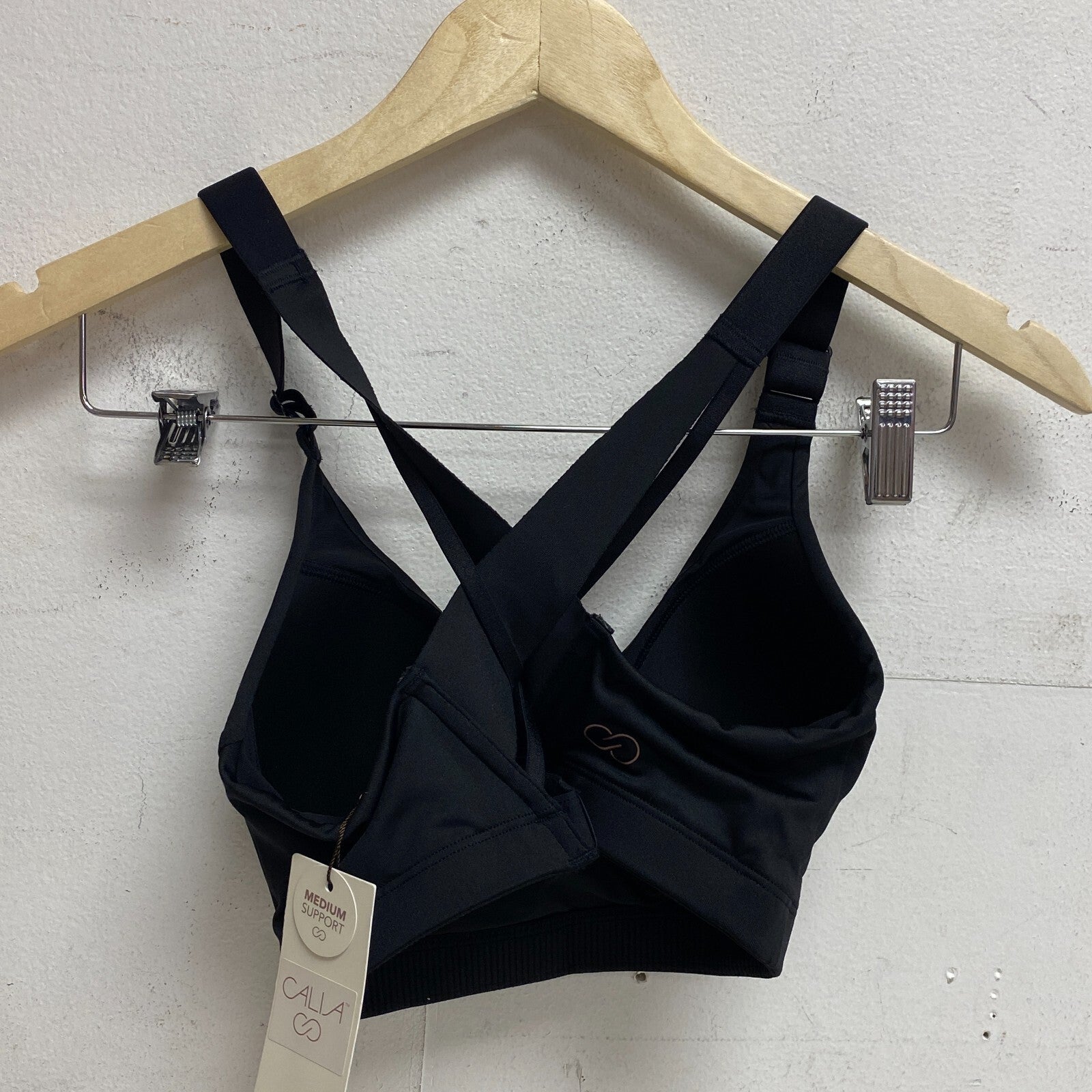 CALIA Women's Made to Move Double Strap Sports Bra Pure Black WAX17206 New