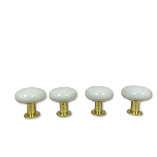 Assorted 4 Pack of Cabinet Knobs Porcelain White with Gold Accents