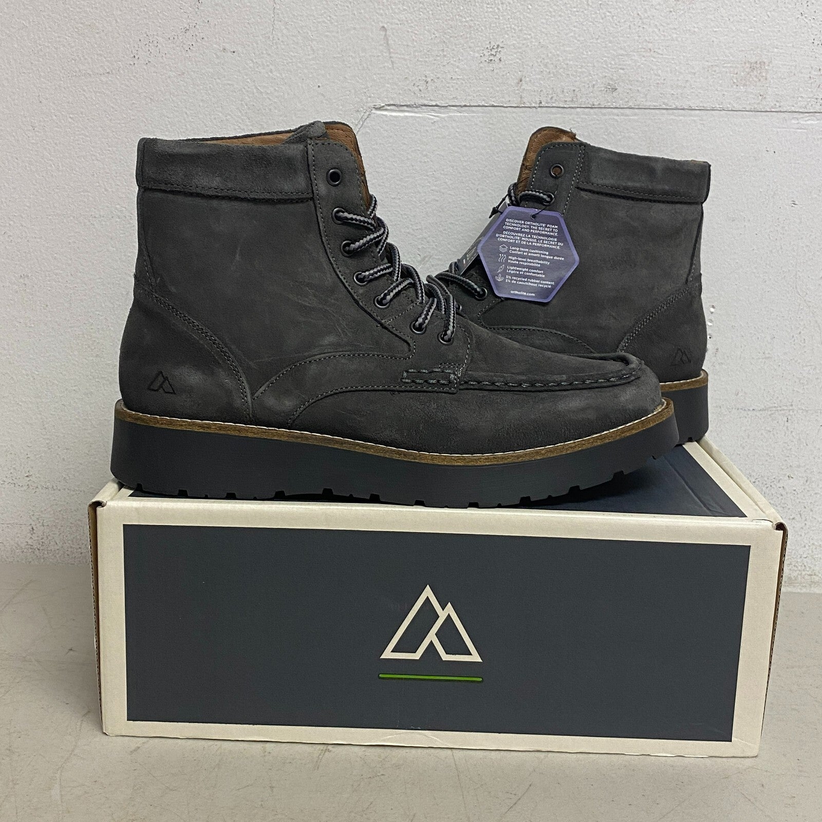 Alpine Mens Bryson Lace Up Moc Toe Style Gray Suede Leather Upper AD23MC002-GRY