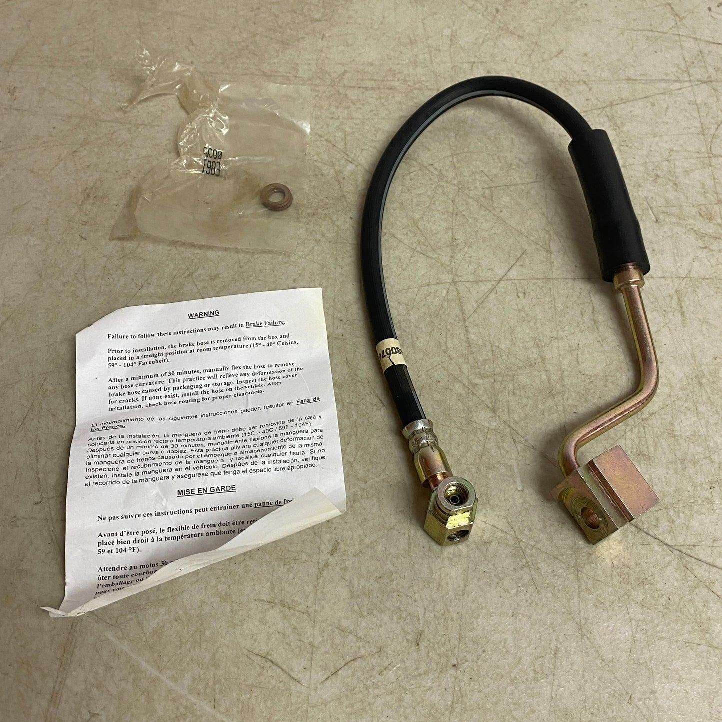 CARQUEST Brake Hydraulic Hose Assembly Black EPDM Rubber 22.8″ Model BHA380076