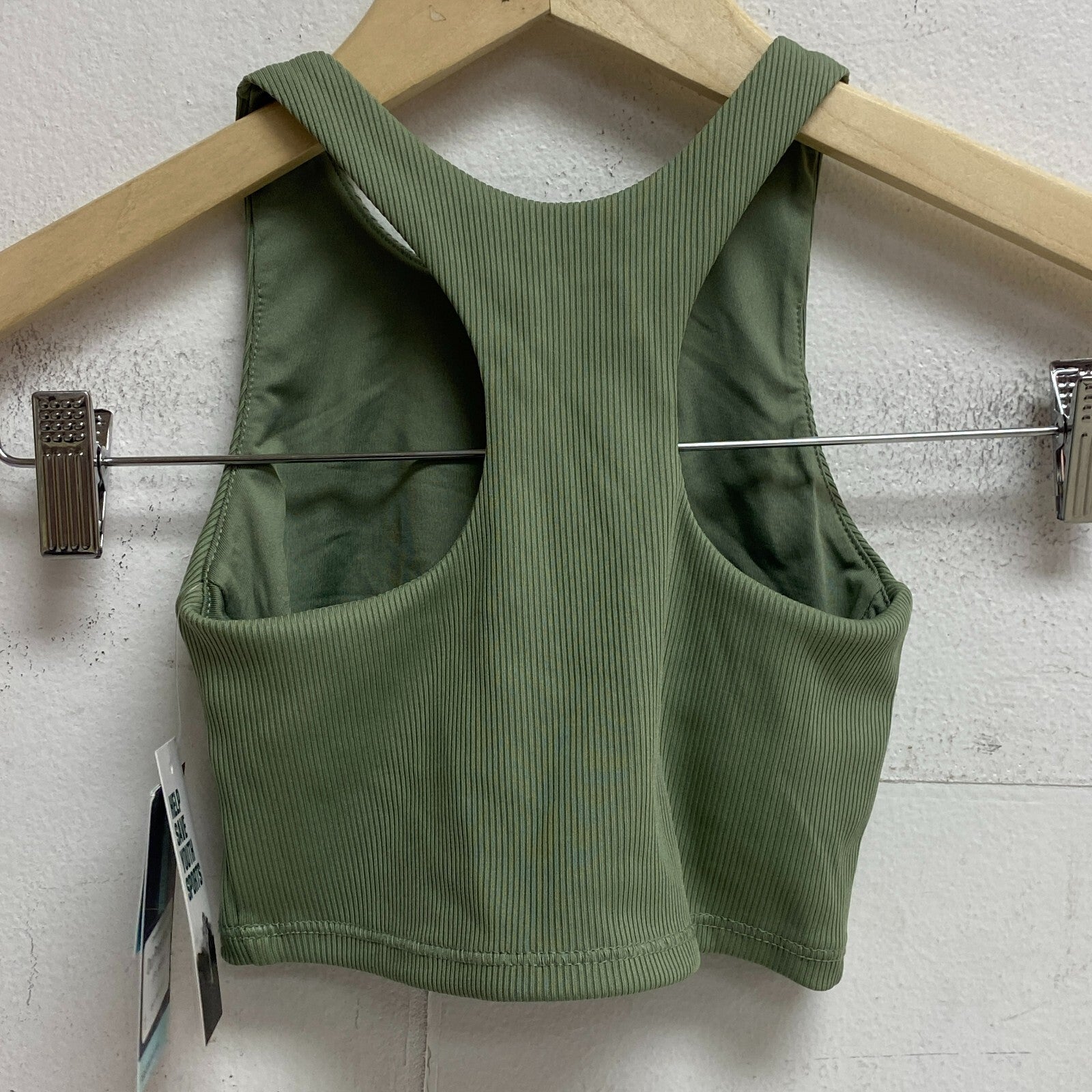 DSG Girls' Ribbed Shelf Bra Tank Top Olive Leaf Solid Stylish Trendy DAG12109R