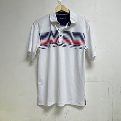 Walter Hagen Men's P11 USA Chest Stripe PRINT Polo Stars Stripes Crisp White