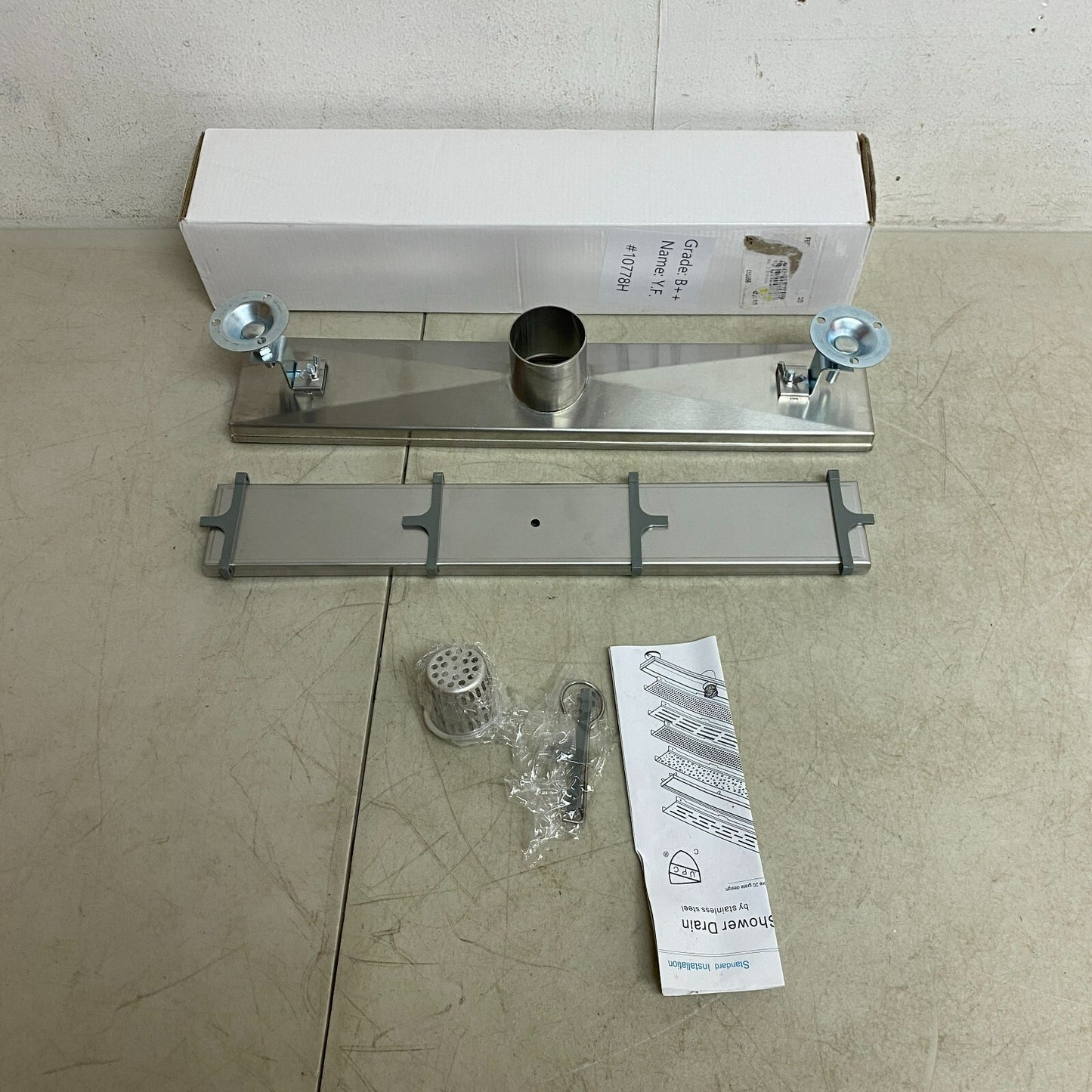 Signature Hardware 18" Cohen Linear Tile-In Shower Drain - Brushed Stainless S,,