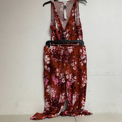 AMBRIELLE SLEEPWEAR 2-pc set sleeveless tank top and pajama pant size M floral