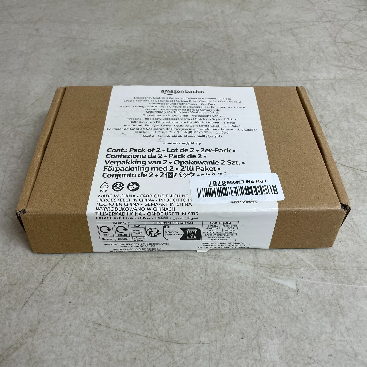 Amazon Basics Emergency Seat Belt Cutter Window Hammer Tool 2 Pack SW-835