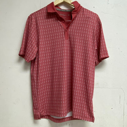 Walter Hagan Mens P11 Geo Club Print Polo Geo Club Dark Coral MGA11476