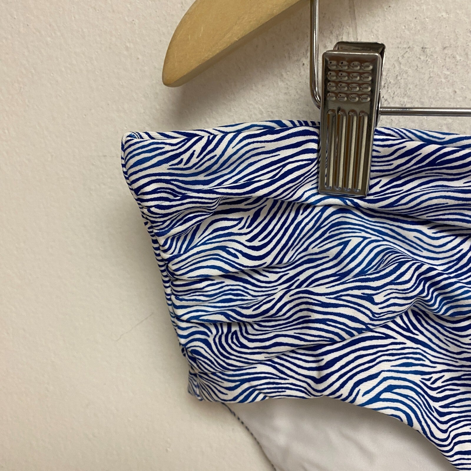 Calia Women's Shirred V Front Mid Rise Bottom Wave Blue/White WSA23415PRT New!