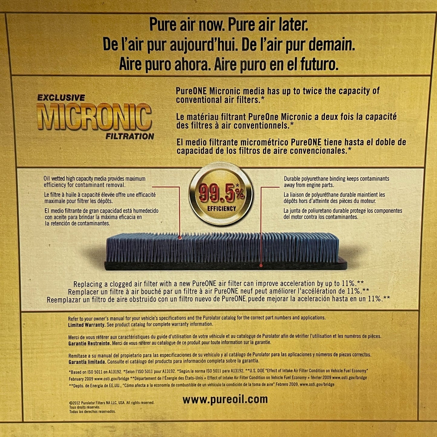 Purolator PA35432 PureONE Panel Engine Air Filter Fits Toyota Camry 2002–2006