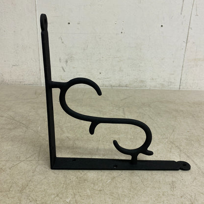 Signature Hardware Simple Scrollwork Cast Iron Shelf Bracket - 8" - Black Powder