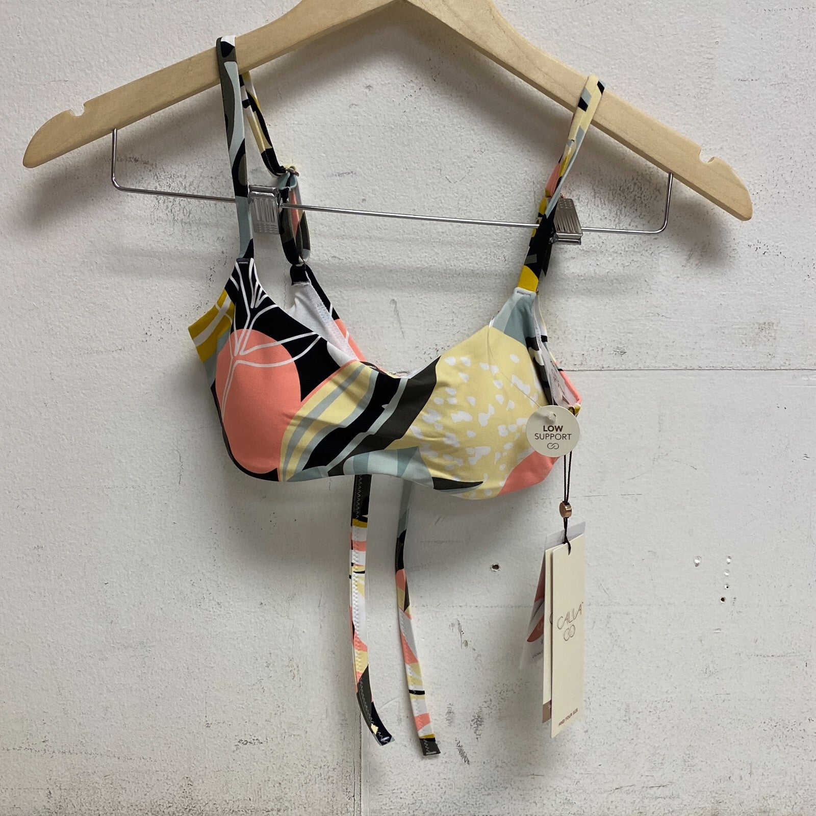 Calia Women's Tie Back Low Support Floral Bikini Top Multicolor Palm WSA23200PRT