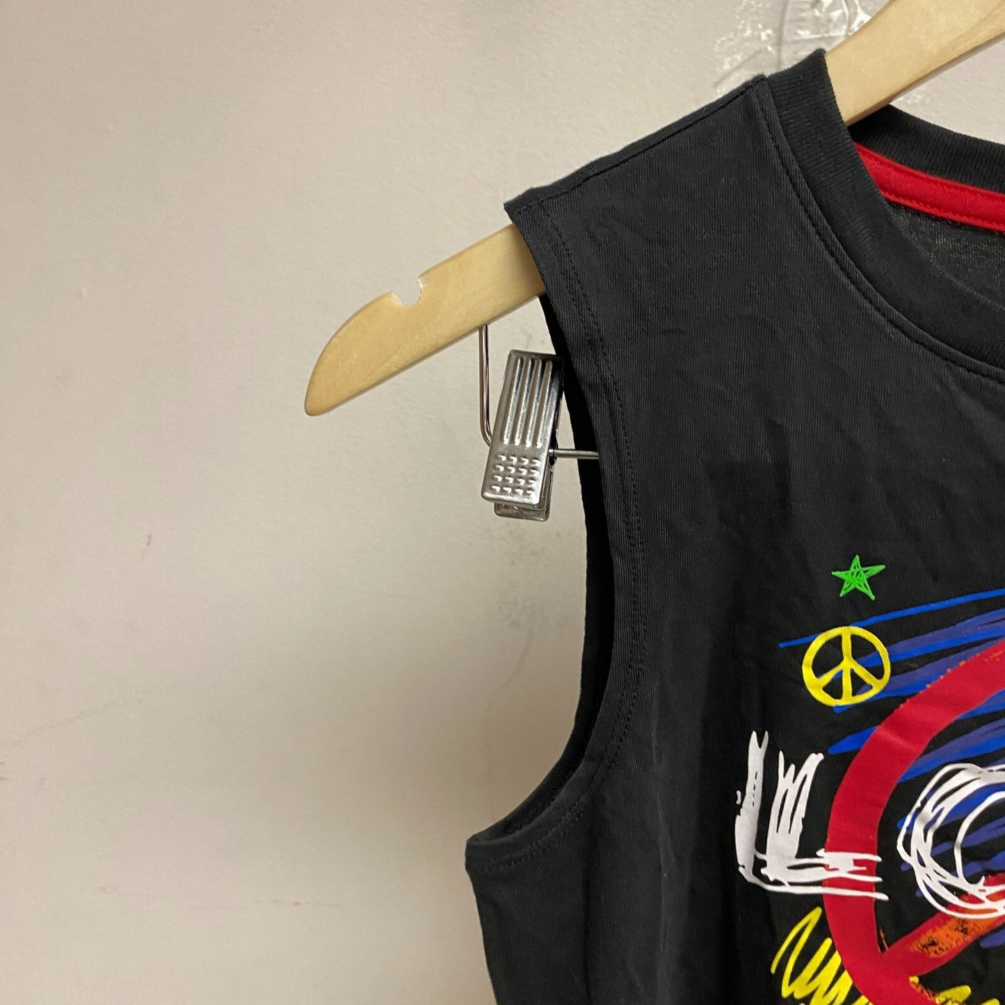 DSG Boys Graphic Tank Pure Black Peace Solid Sleeveless Crew Neck DAB12119