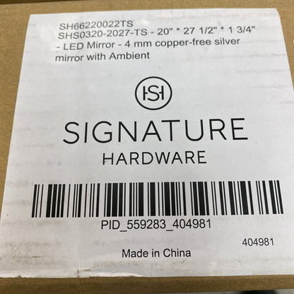 Signature Hardware 20''x27-1/2''x1-3/4'' LED Mirror 4mm copper-free silver m,,,,