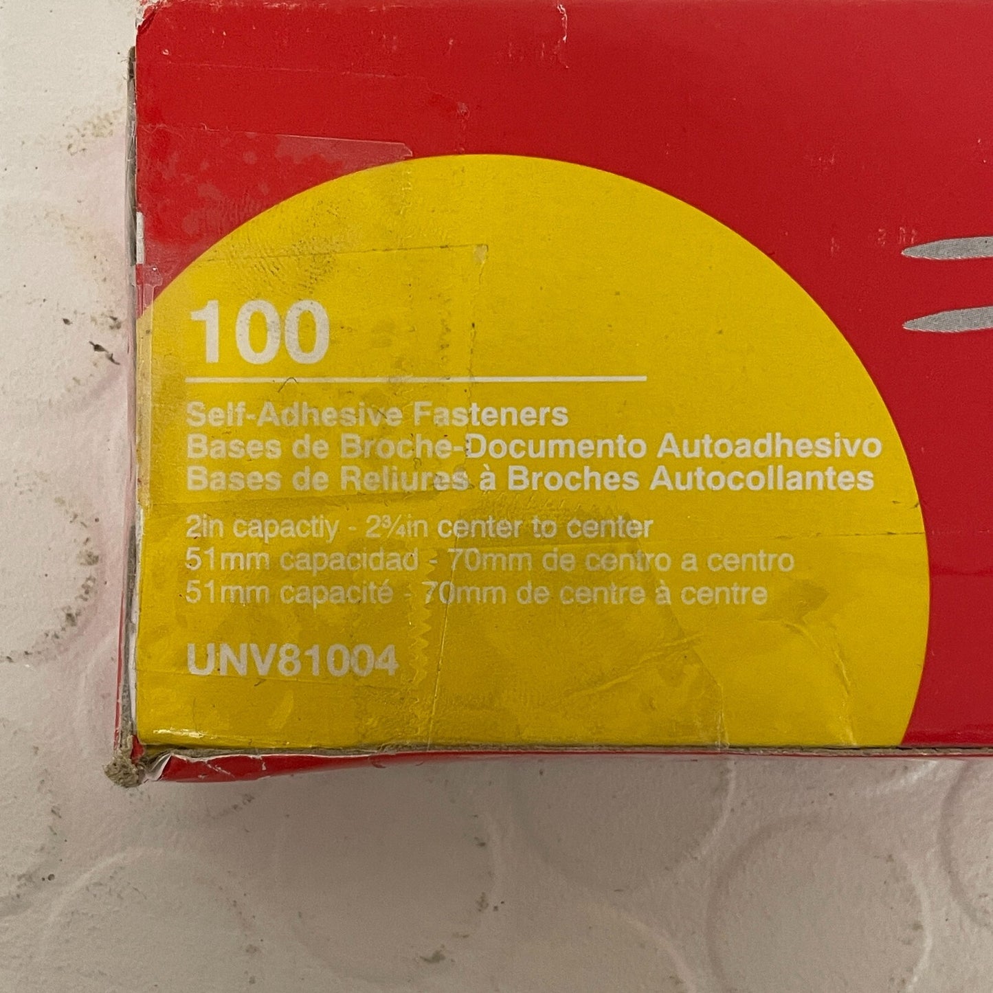 Universal Self-Adhesive Paper and File Fasteners, Two Inch Capacity, 98 box