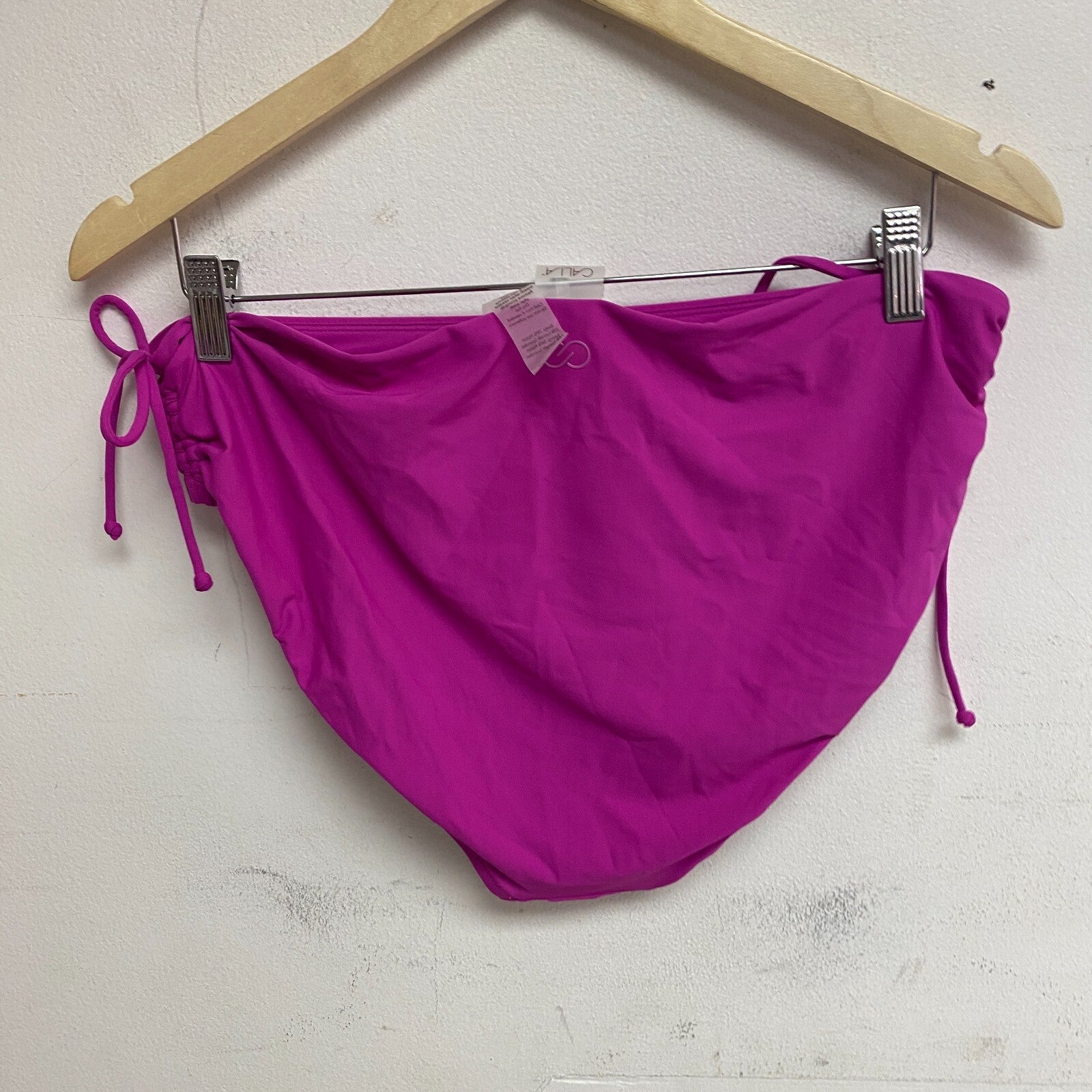 Calia Women's Swim Collection Adjustable Ruched Rise Bikini Bottom Lush Berry