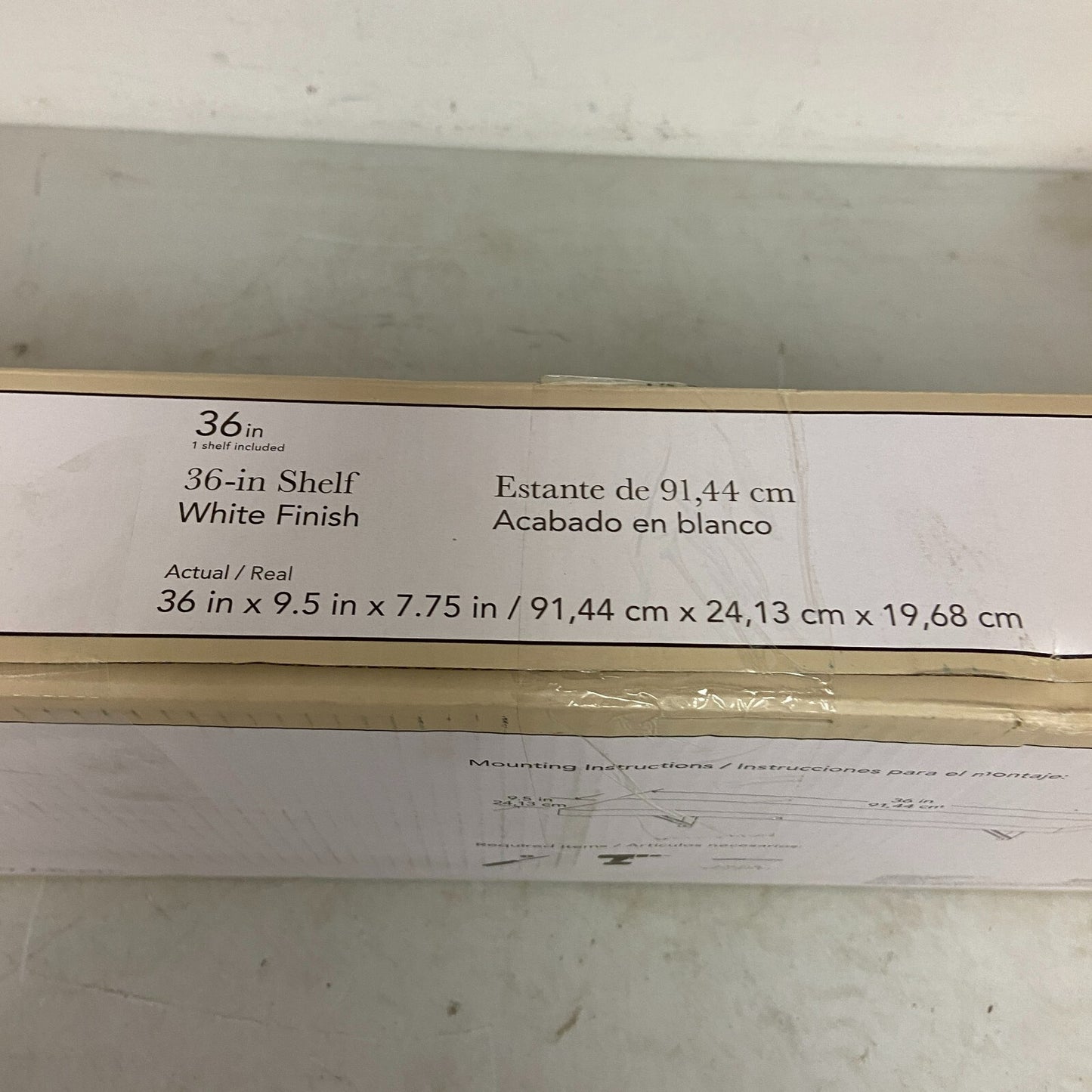 allen + roth 36in Shelf White Finish 36in x 9.5in x 7.75in