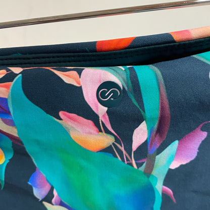 Calia Women's Swim Adjustable Rise Bikini Ruched Side Floral Bottom Aqua Multi