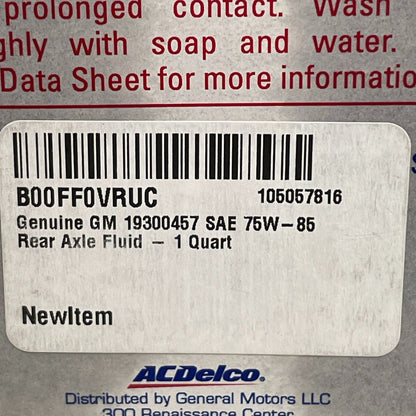 Genuine GM Rear Axle Fluid SAE 75W-85 1 Quart Synthetic Gear Oil 1930045