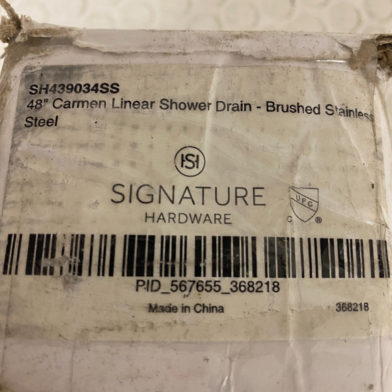 Signature Hardware 48" Carmen Linear Shower Drain Brushed Stainless Steel