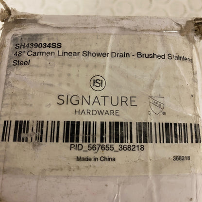 Signature Hardware 48" Carmen Linear Shower Drain Brushed Stainless Steel
