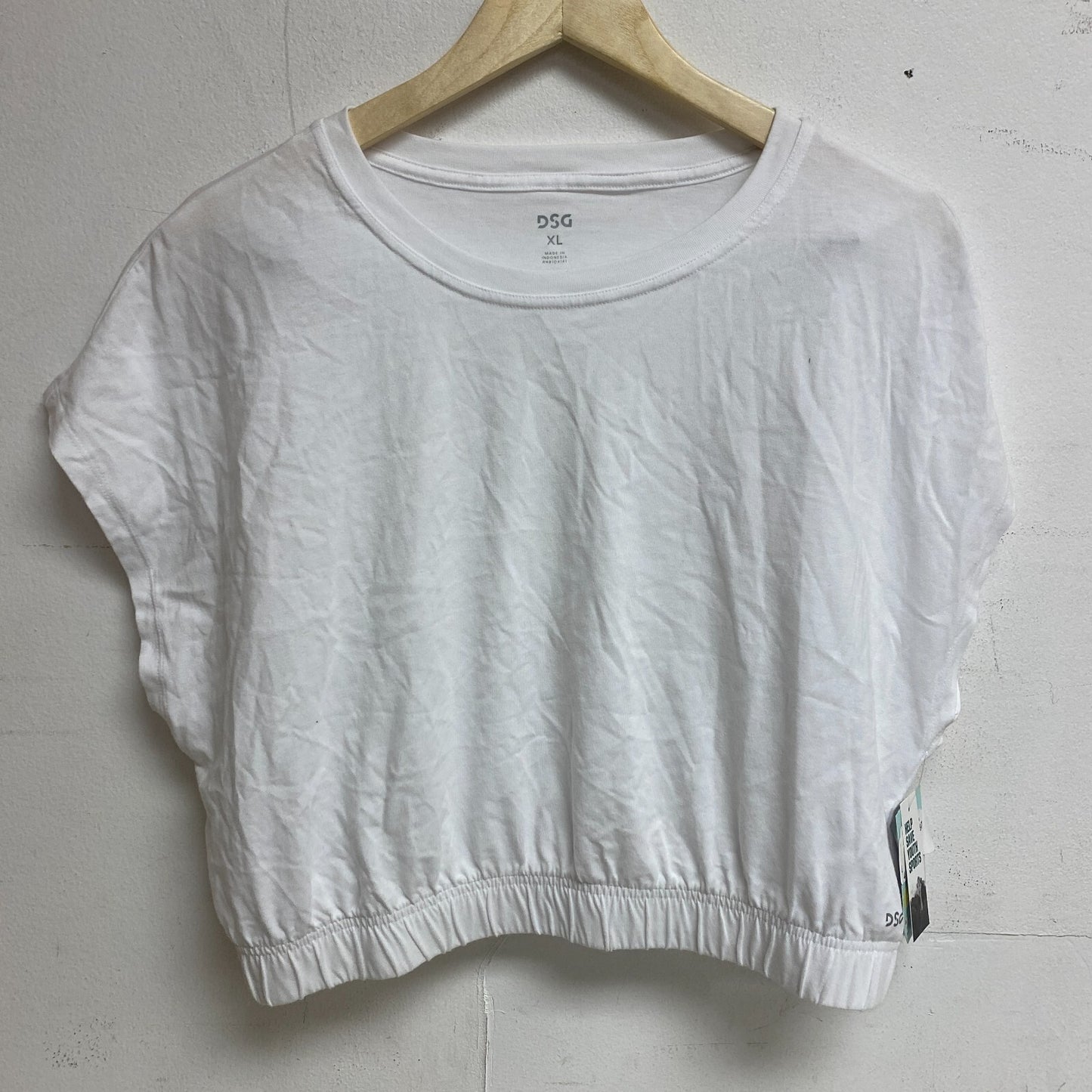 DSG Womens Cinched Hem Tee Pure White DAW12116 BRAND NEW