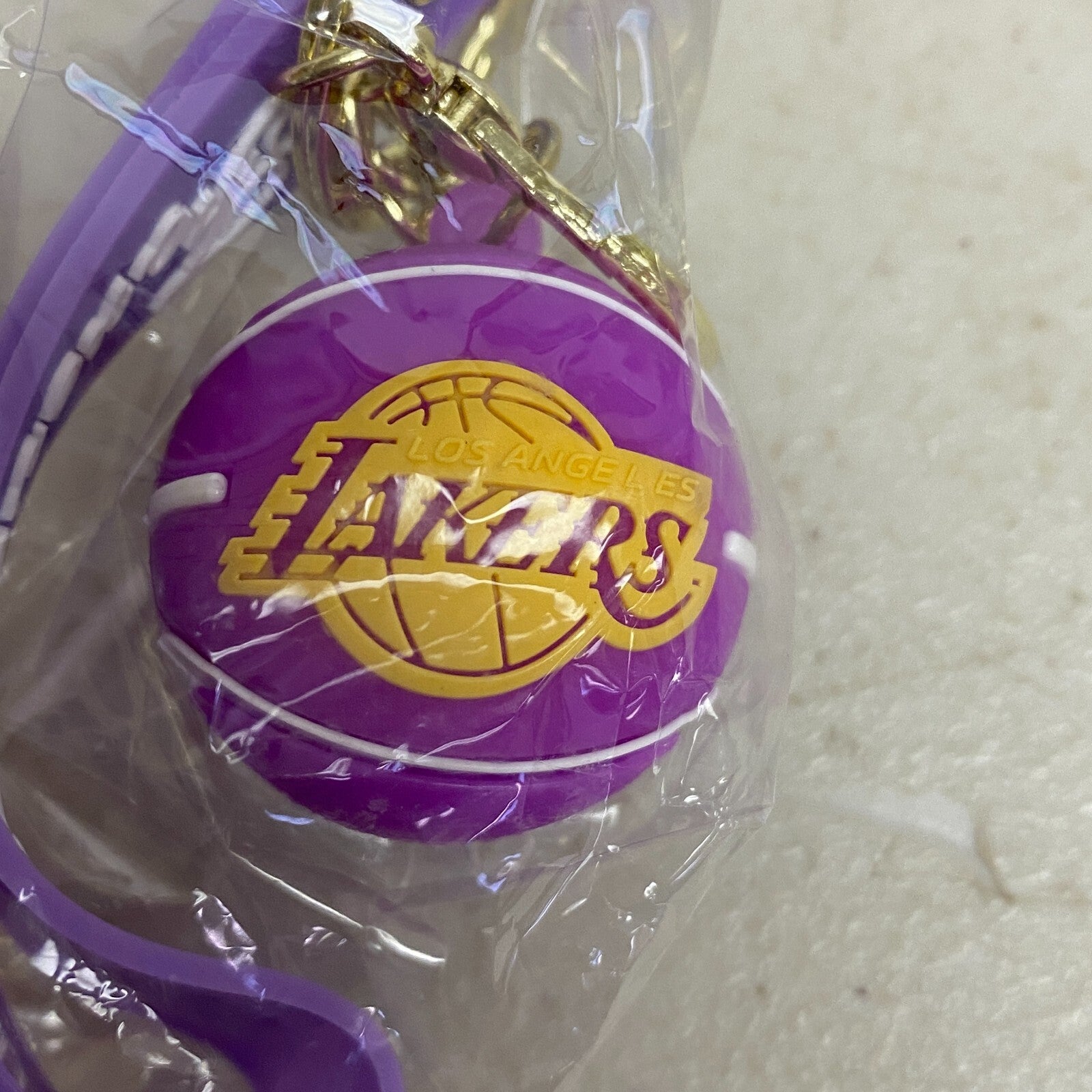 New! Assorted Silicone Los Angeles Lakers Keycahin with Basketball Accessory