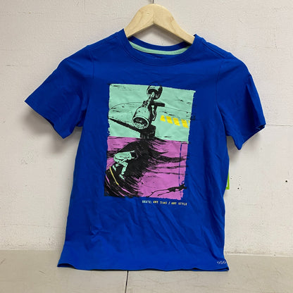 DSG Boys Solid Cotton Graphic Tee Blue Blaze Skate Anytime Short Sleeve DAB21108
