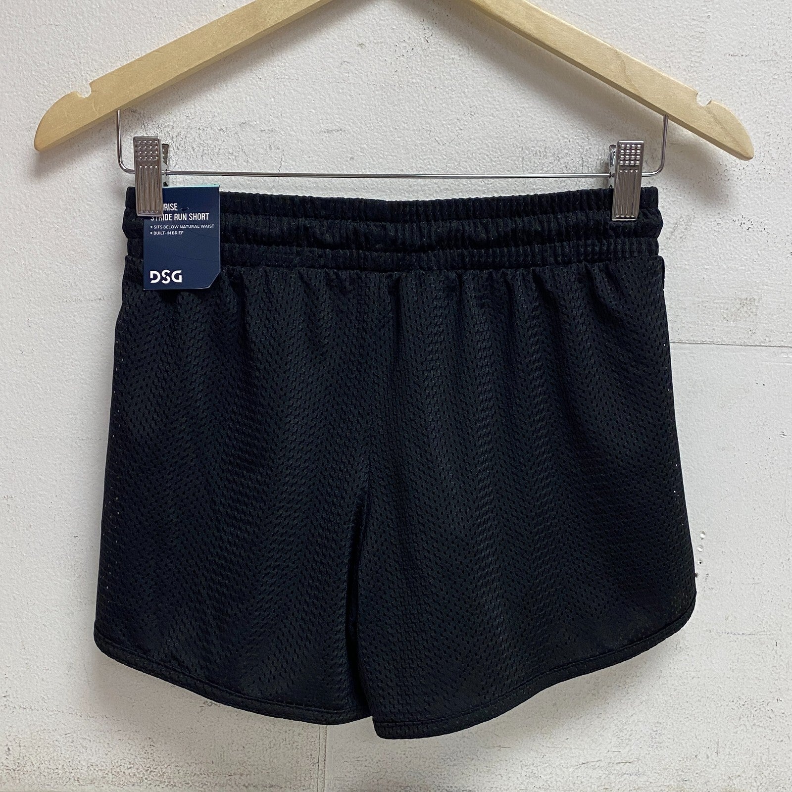 DSG Girls' Performance Mid Rise Stride Run Mesh Shorts Pure Black DAG12132