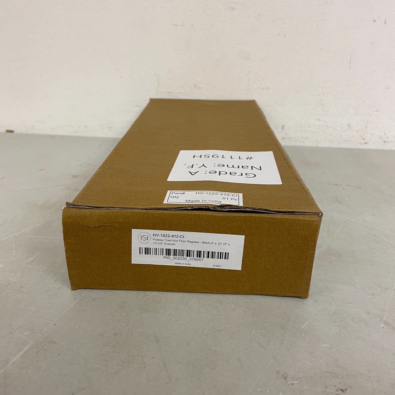 Signature Hardware Pasteur Cast Iron Floor Register Black 4" x 10"(5" x 11-1/8)