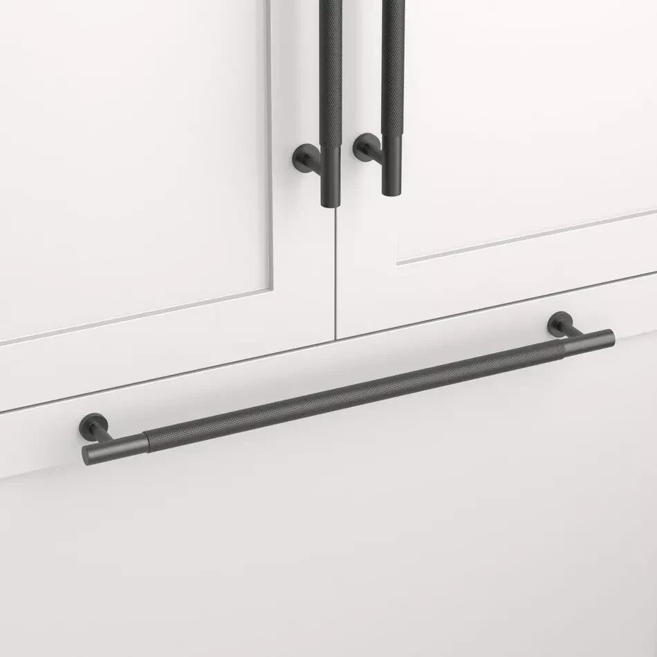 Signature Hardware 18″ Evinger Knurled Brass Appliance Pull Matte Black SH450357