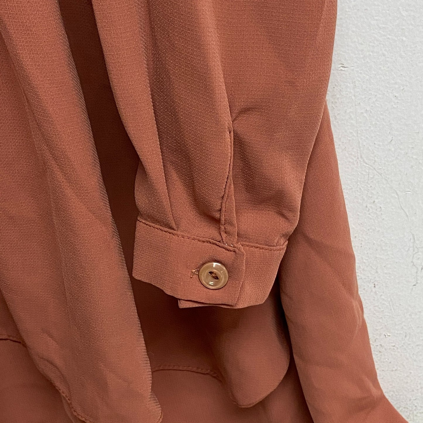 Kasirga Womens Clay Red 5 Button Up 2 skirt Layer Dress Longsleeve Size US10