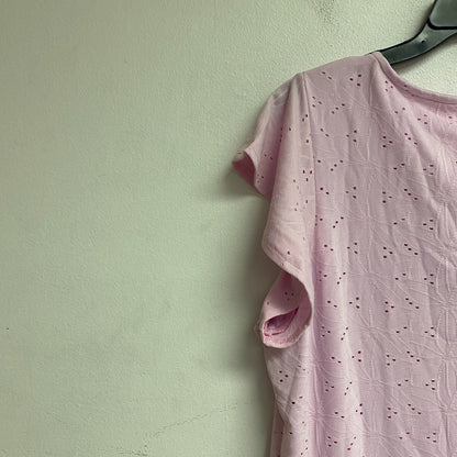 Stella Parker Women's Eyelet Flutter Sleeve Dress Size Large Color: Calm Pink