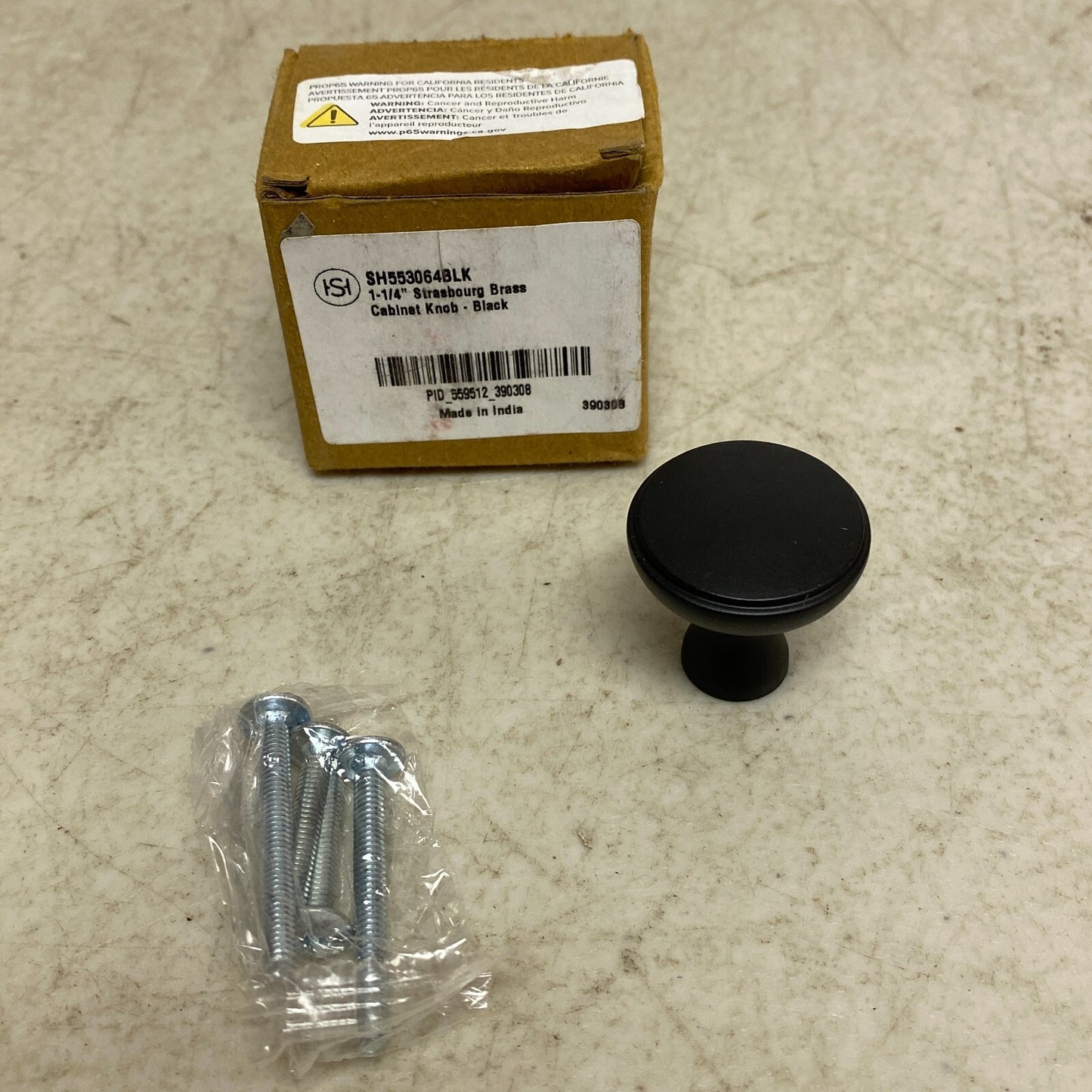 Signature Hardware 1-1/4" Strasbourg Brass Cabinet Knob - Black , SH553064BLK